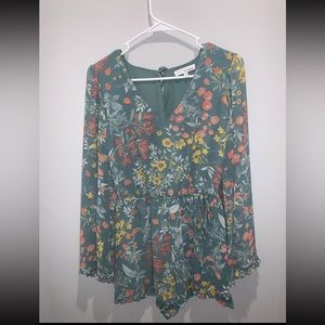 Green floral romper